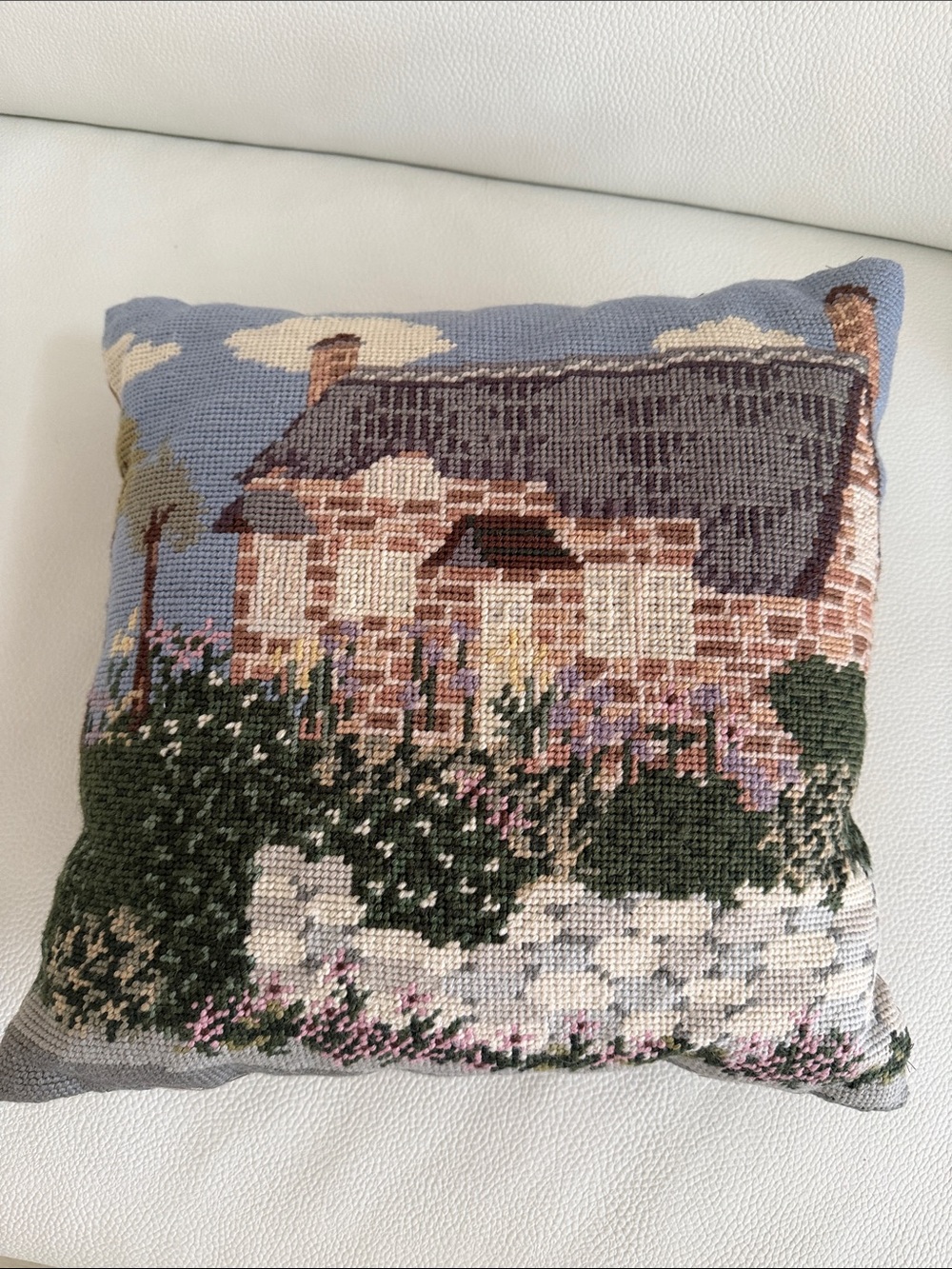 Vintage Needlepoint Accent Pillow - Picture 4 of 6